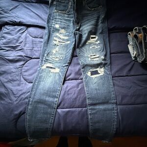 American Eagle Outfitters Blue Skinny Jeans Vintage Distressed
